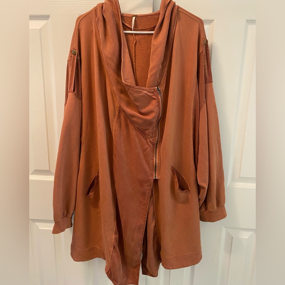 Free People Rust Open-Front Hooded Utility Jacket - Picture 4 of 15
